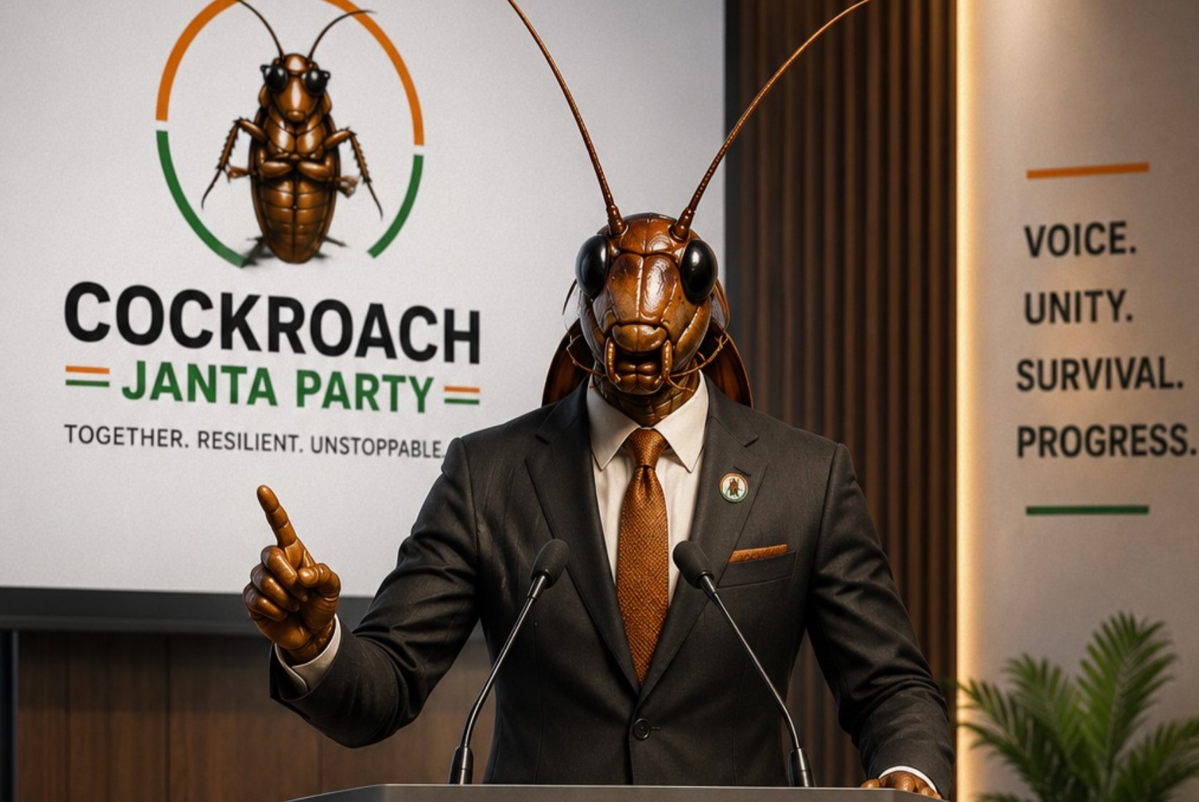 Cockroach Janata Party (CJP) campaign graphic