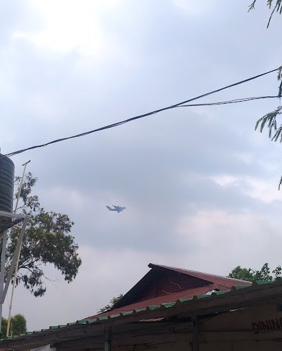 Indian Air Force transport aircraft over Lamphel during the 2023 Manipur violence