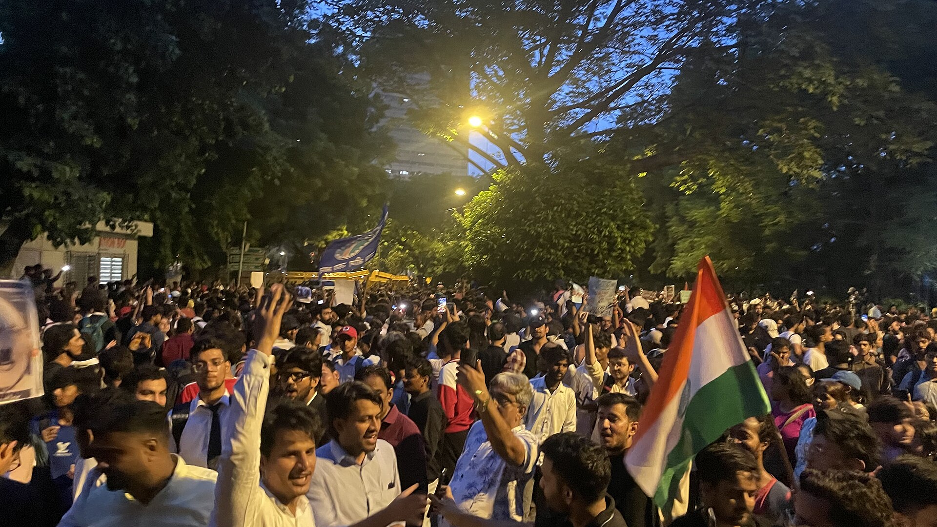 Crowd of young protesters at Jantar Mantar, New Delhi, July 2026